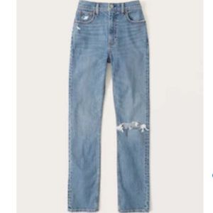 Abercrombie&Fitch The 90’s Ultra High Rise Slim Straight Jean/Medium Ripped Wash